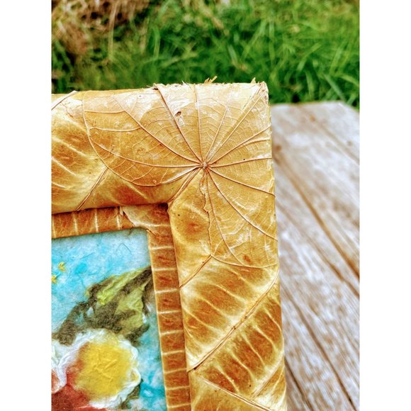 Vintage Paper Pulp Art Flower Painting With real L - Picture 7 of 12